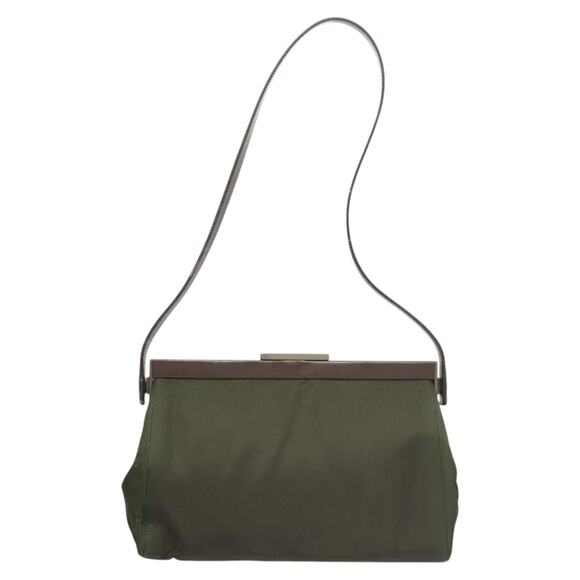 PRADA Shoulder Bag Nylon Khaki Silver - Picture 3 of 12